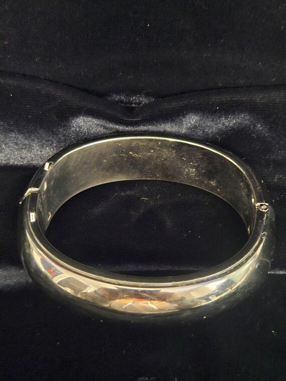 Vintage Silver Tone Cuff/Bangle Hinged Bracelet w… - image 2