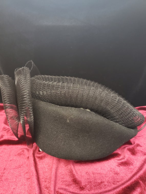Vintage Ladies WPL 5923 Black 100% Wool Hat Made … - image 2
