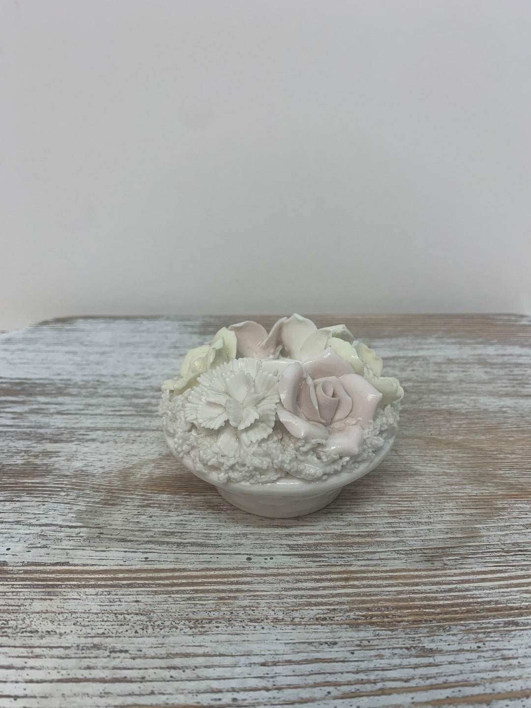 1950's Ardalt Verithin Porcelain Floral Pastel Candle Holder 6344 Made