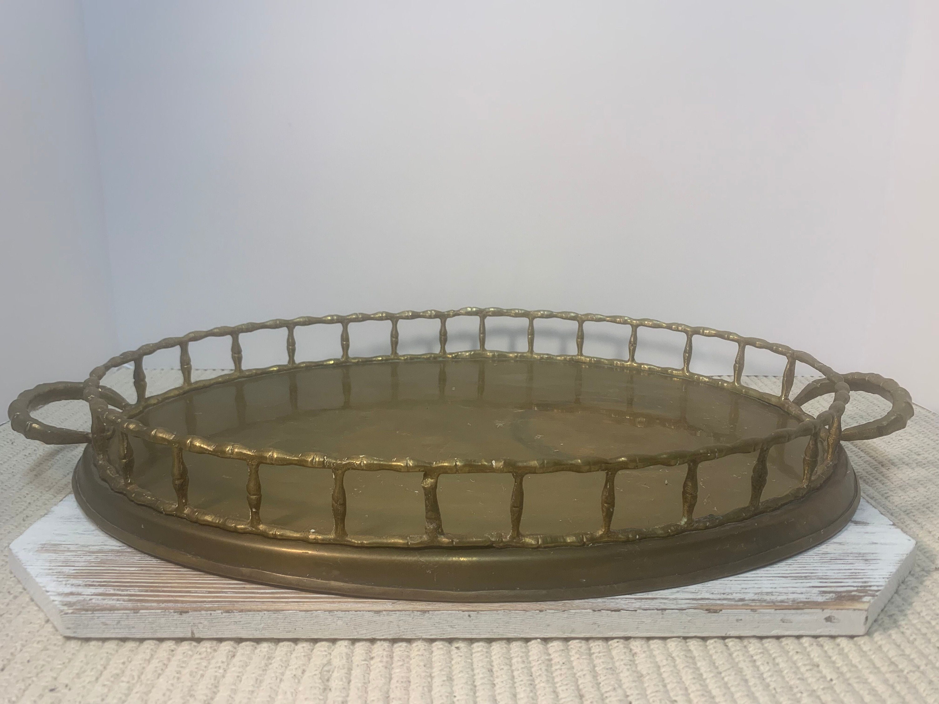 Mottahedeh Vintage Large Oval Brass Tray With Bamboo Motiffe and Decorative  Handles 1970's MCM -  Canada