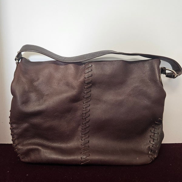 Vintage Tignanello Genuine Pebble Leather Brown Large Shoulder Bag