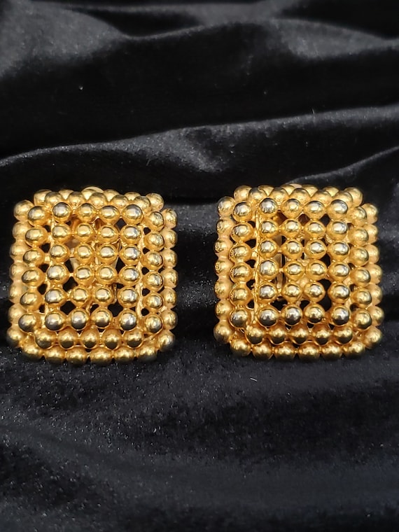 Vintage 1980's Clip On Earrings FO, Inc. Signed F… - image 1