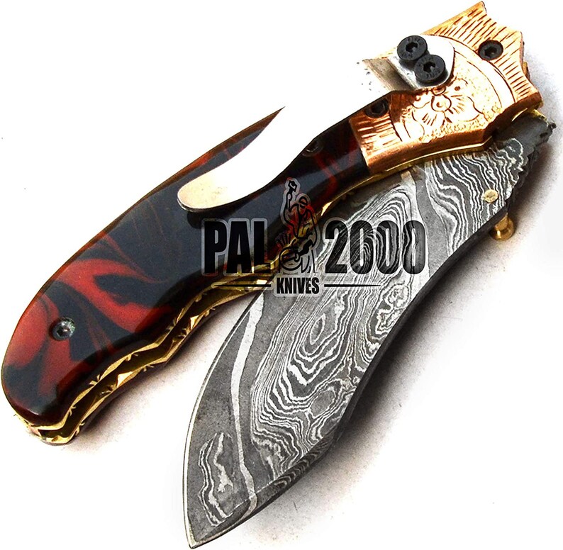 Damascus Pocket Folding Knife Custom Pocket Fold Knife Etsy