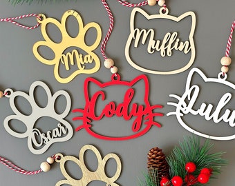 Personalized Pet Christmas Ornament , Dog and Cat Christmas Stocking Name Tag , Wooden Gift Tags , Custom Christmas Gift For Pet Lovers