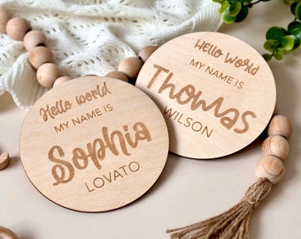 Hello World My Name Is | Newborn Name Sign Hello World | Hello My Name Is Baby Sign | Wooden Baby Name Sign | Newborn Photography Prop