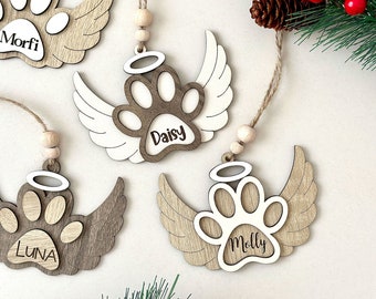 Personalized Pet Paw Ornament | Pet Angel Paw Ornament | Pet Memorial Ornament | Angel Wings Paw Christmas Ornament 2024 | Pet Stocking Tag
