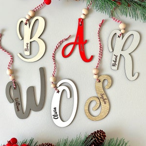 Personalized Christmas Stocking Tags , Laser Cut Wooden Gift Tags , Stocking Name Tags For Your Family , Wooden name Tags and Ornaments