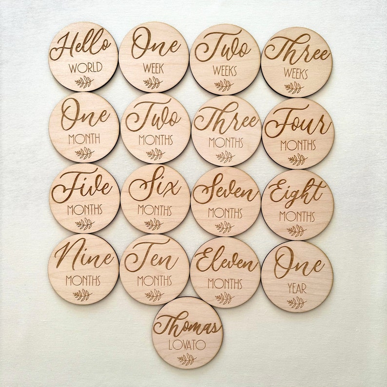 Wooden Monthly Milestone Marker , Hello World , Personalized Newborn Birth Photo Prop , Baby Monthly Milestone , Unique Gift For New Parents All Options