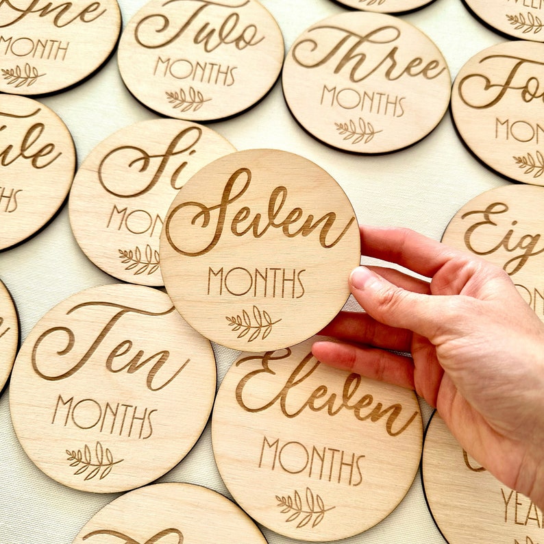 Wooden Monthly Milestone Marker , Hello World , Personalized Newborn Birth Photo Prop , Baby Monthly Milestone , Unique Gift For New Parents image 2