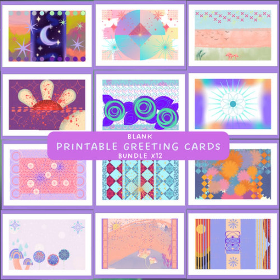 12 Printable Blank Greeting Cards. Original Designs for Any Occasion ...