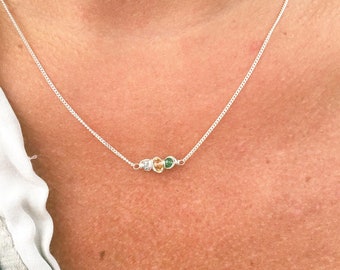 Custom Family Birthstone Necklace Sterling Silver