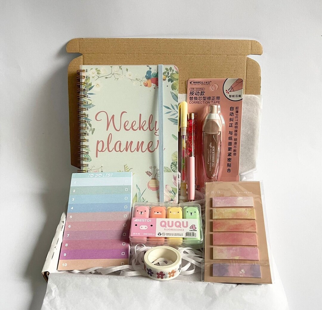 Weekly Planner Stationery Box Gift Set Cute Stationery Office Gift Organizer Gift Etsy UK