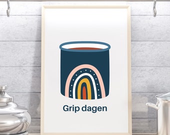 Grip Dagen Seize the Day Scandinavian Kitchen Art - Housewarming Gift - Nordic Print -  Digital Printable Download - Wall Art - JPG - JPEG