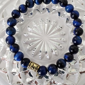 Blue Tiger&#39;s Eye bracelet / Gemstone Bracelet / Beaded Bracelet / Mens bracelet / Women&#39;s Bracelet