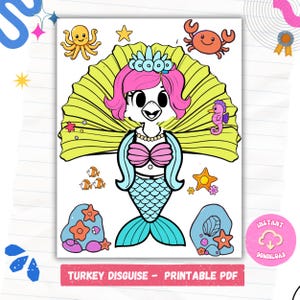 Mermaid Turkey Disguise Printable: Thanksgiving Activity (PDF)