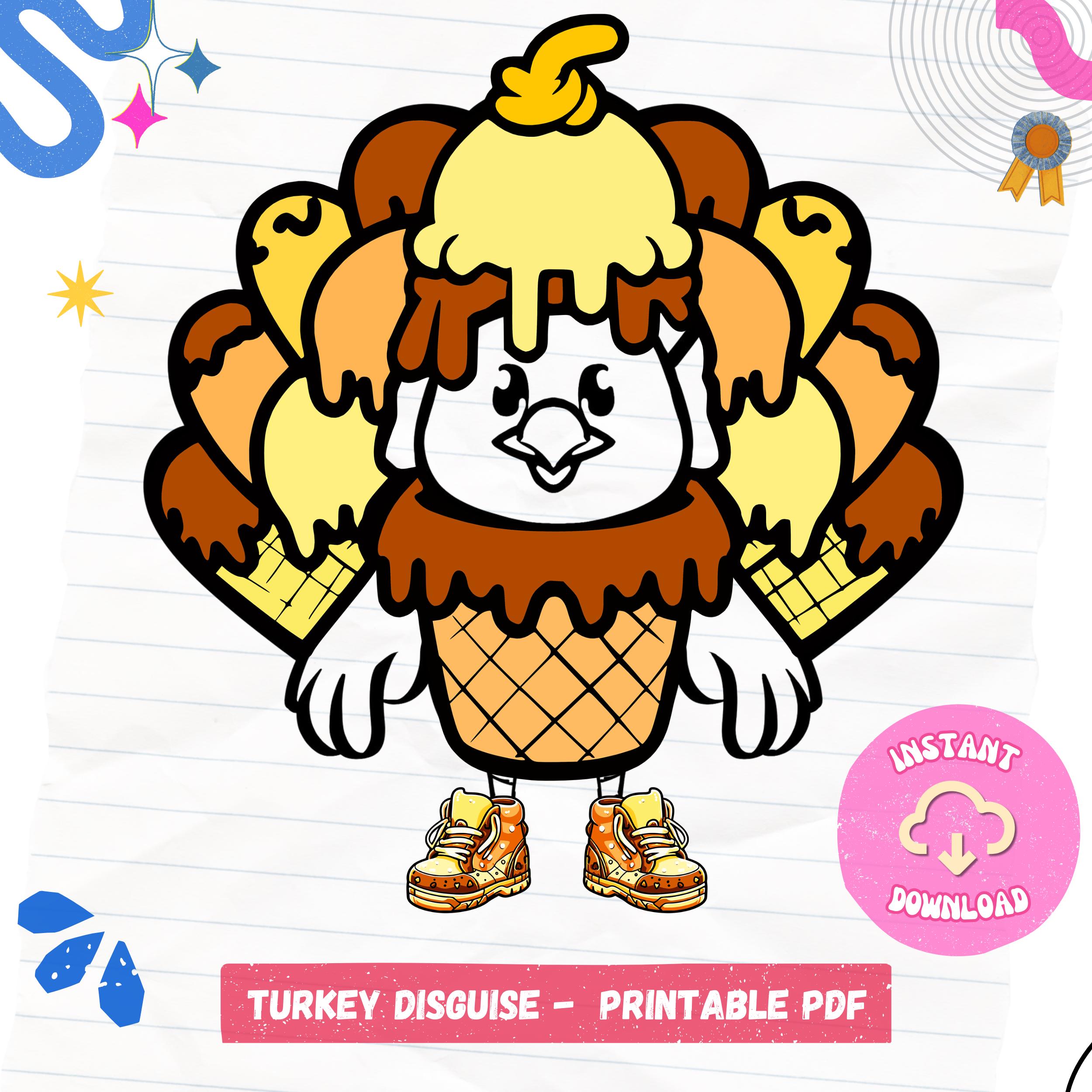 Ice Cream Turkey Disguise Craft: Printable Costume (PDF) - Etsy