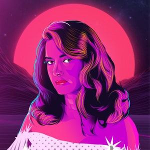 I will create synthwave vaporwave vintage portrait illustration from photo