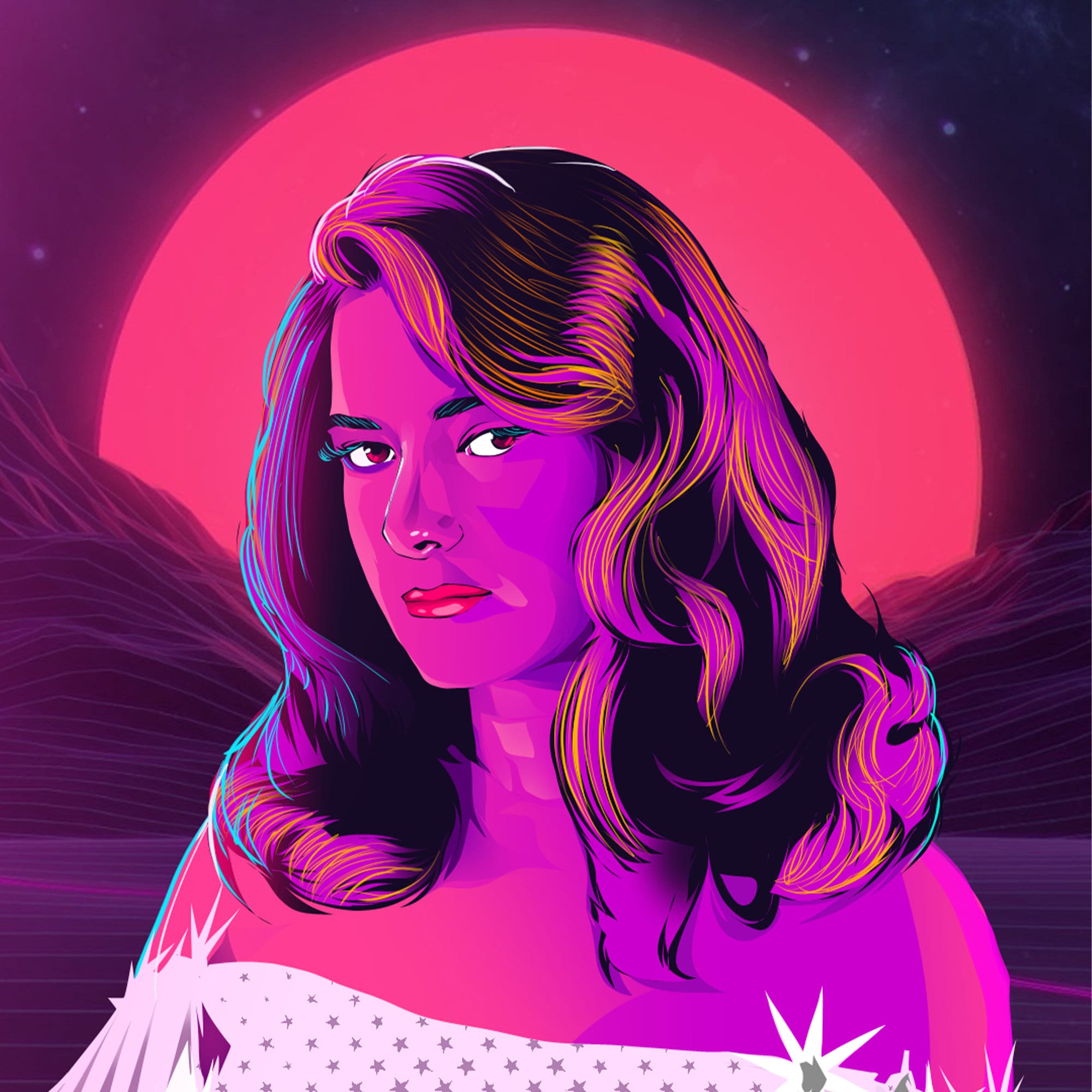 I will create synthwave vaporwave vintage portrait illustration from photo
