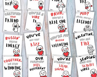 Funny Slang Valentine's Day Cards for Kids: Editable Classroom Valentines (Digital Download)