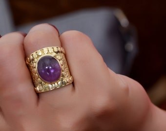925 Sterling Silver Amethyst Ring, Purple Gemstone Ring, February Birthstone Ring, Handmade Ring, Amethyst Designer Ring, Mothers Day Gift