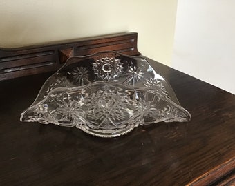 Vintage Imperial Hobstar Crystal Glass Banana Stand Dish