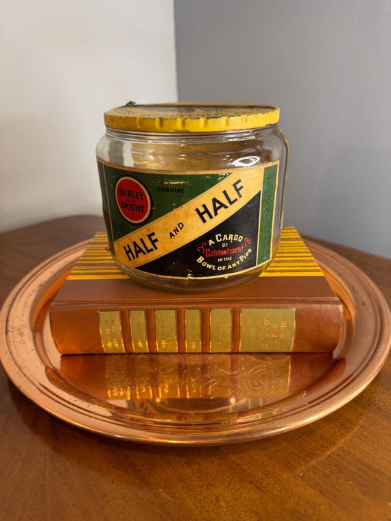 pipe tobacco jar Vintage Half and Half Pipe Tobacco Large Glass Jar, American Tobacco  Company, Tobacco Collectables