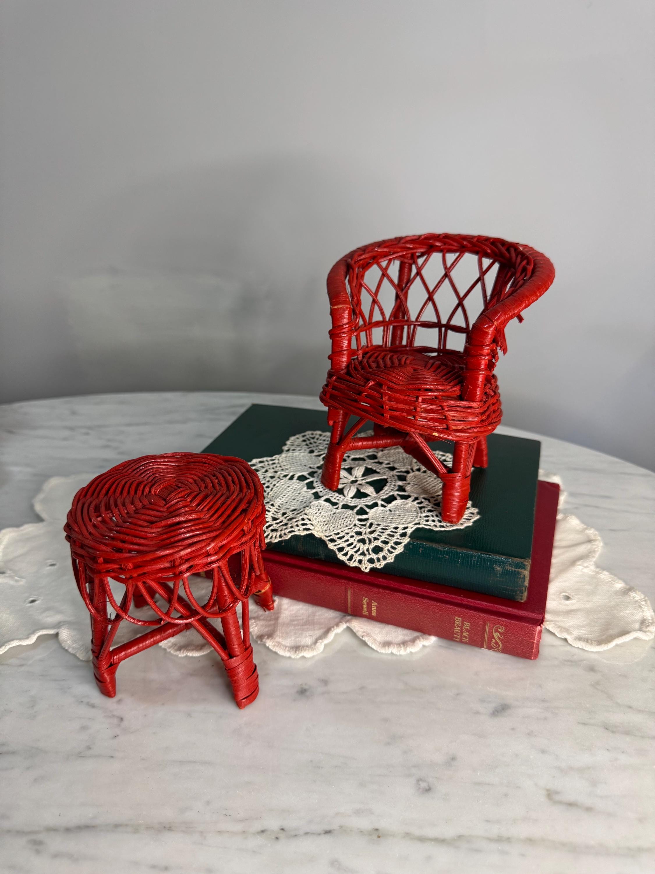 Red Wicker Vintage Chair - Etsy