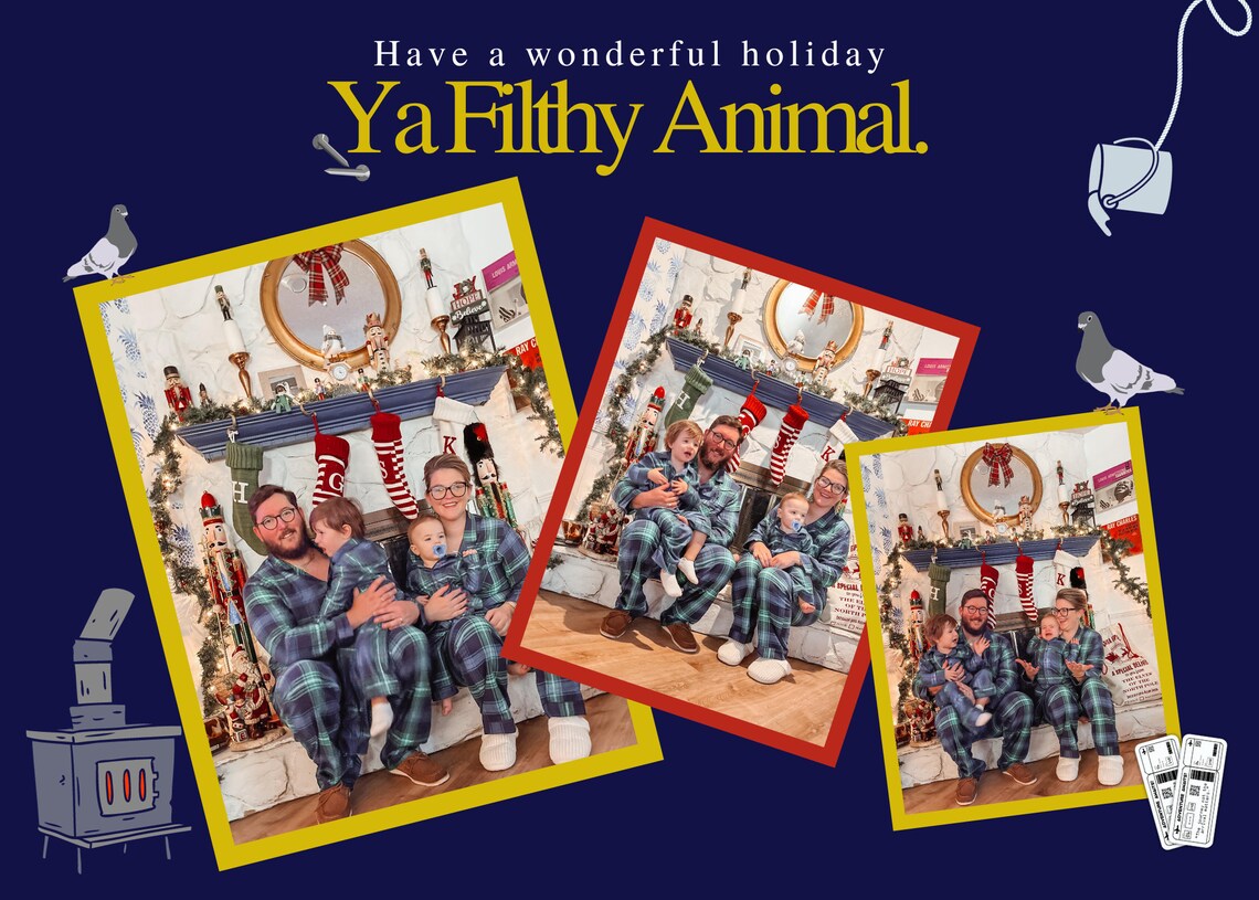 Funny Home Alone Christmas Card Editable Family Photo Template