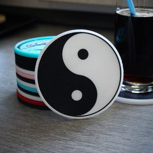 Yin and Yang Coasters – Stackable Coaster Set of 4, Fun Designs, Fantasy Home Decor