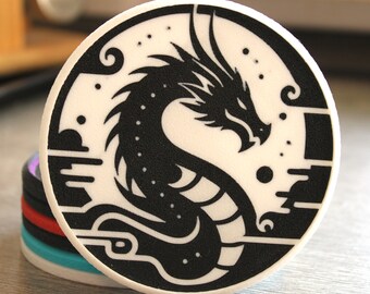 Sous-verres dragon pour boissons avec différents motifs - empilables imprimés en 3D