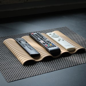 Wave Remote Tray, Decorative Remote Control Holder, TV Remote Caddy, Organize your Living Room | Compact with 3 Slots