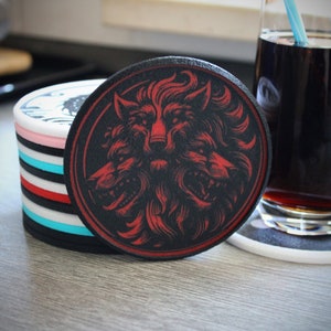 Cerberus Coasters – Stackable Coaster Set of 4, Fun Designs, Fantasy Home Decor