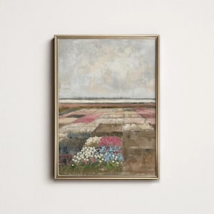 Golden Fields Portrait Digital Print | UK Countryside Room Wall Decor | Rustic Style Flower Fields | Instant Download AI-103