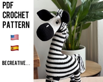 Crochet Amigurumi Zebra Pattern, Intermediate Level (PDF Pattern)