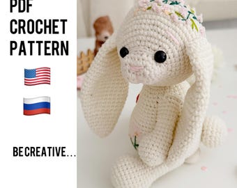 crochet easter bunny pattern, amigurumi PDF pattern