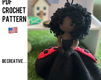 crochet doll pattern, amigurumi doll pattern, ladybag and lady bee crochet dolls