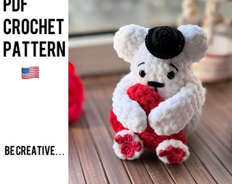 motif au crochet de la Saint-Valentin, ours au crochet, cadeau de la Saint-Valentin, cadeau de la Saint-Valentin au crochet, ours amigurumi, ours de la Saint-Valentin, décor de la Saint-Valentin