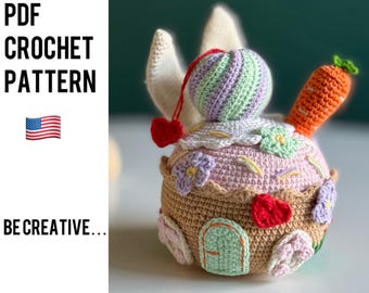 Bunny Cupcake Crochet Pattern, Amigurumi Easter Toy (PDF Pattern)
