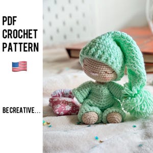Crochet baby in Pajamas Pattern - Sleepy Doll Amigurumi PDF Tutorial - cute Bedtime Plush Toy