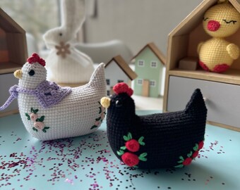 conjunto de pollo de ganchillo, regalo de pascua, decoración de pascua, pascua, pollo mabel