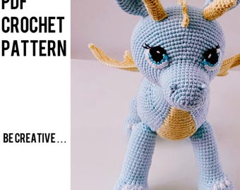 Amigurumi Crochet Dragon Pattern, US English (PDF)