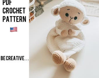 Crochet Sheep Comforter Pattern, Lamb Sleepy Toy (PDF)