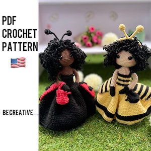 modèle de poupée au crochet, modèle de poupée amigurumi, poupées au crochet coccinelle et coccinelle image 1