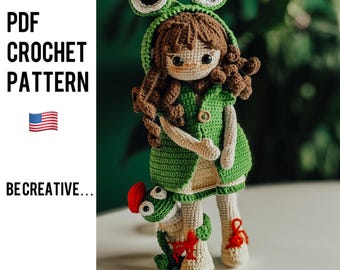 Crochet Fairy Doll Lily and Frog Kwakkie Pattern (PDF Download)