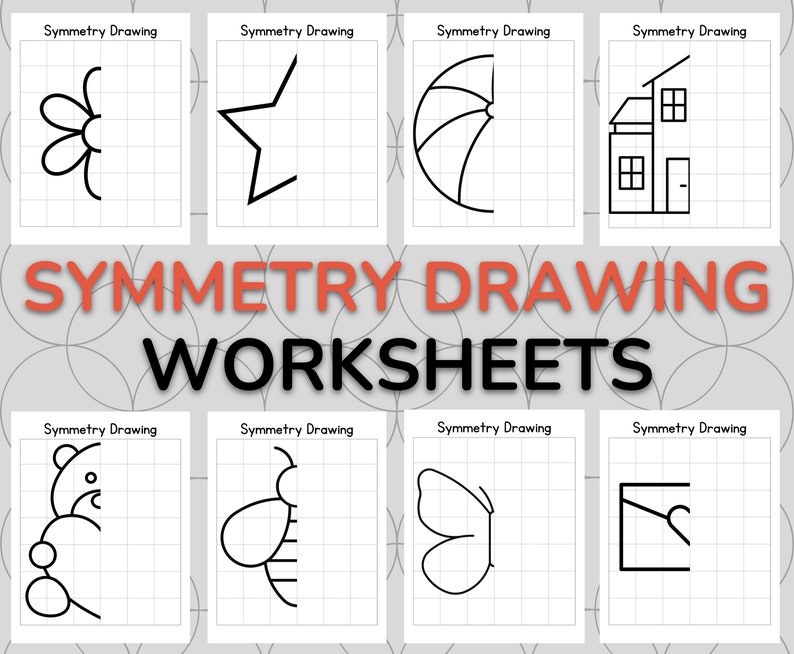 50 Symmetry Drawing Worksheets Printable Activity Sheets for Etsy