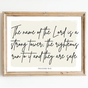 Scripture Print - Proverbs 18:10 - INSTANT DOWNLOAD