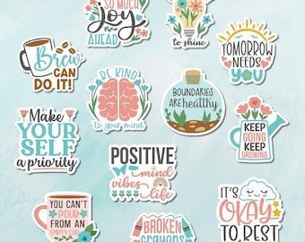Planner Stickers, Mental Health Designs in Waterproof Vinyl with Laminate Options