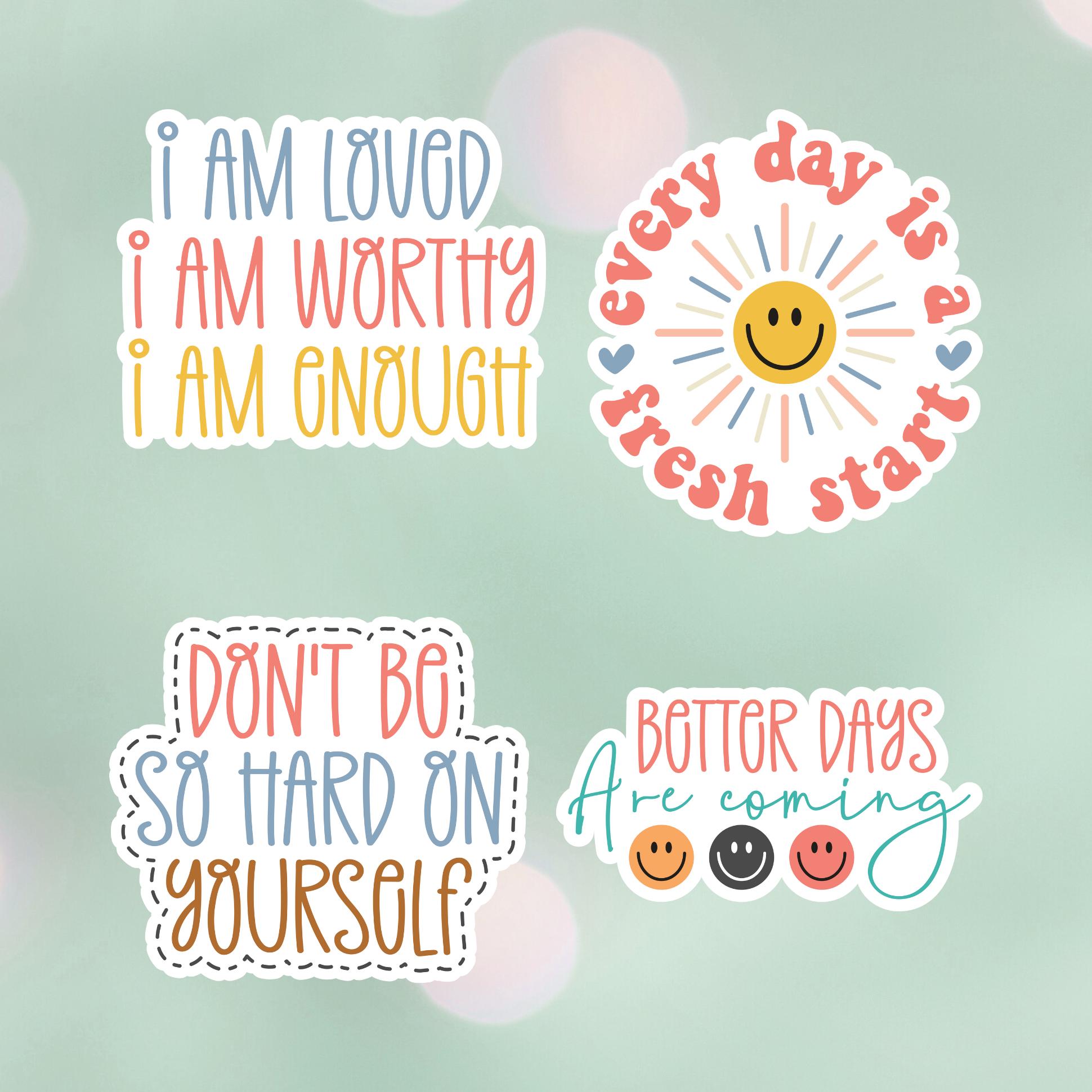 Motivational Sticker Pack: Waterproof Vinyl Decals for Self Love ...