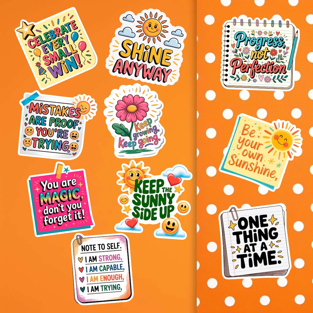 Motivational Self Care Stickers, Positive Affirmation Pack for Journals ...