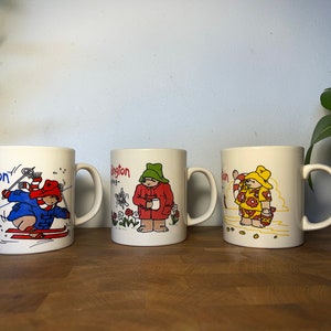 1994/1995 Vintage seasons Paddington mugs set of 3! Tv show animated cartoon English child childerens brown talking bear weather climate